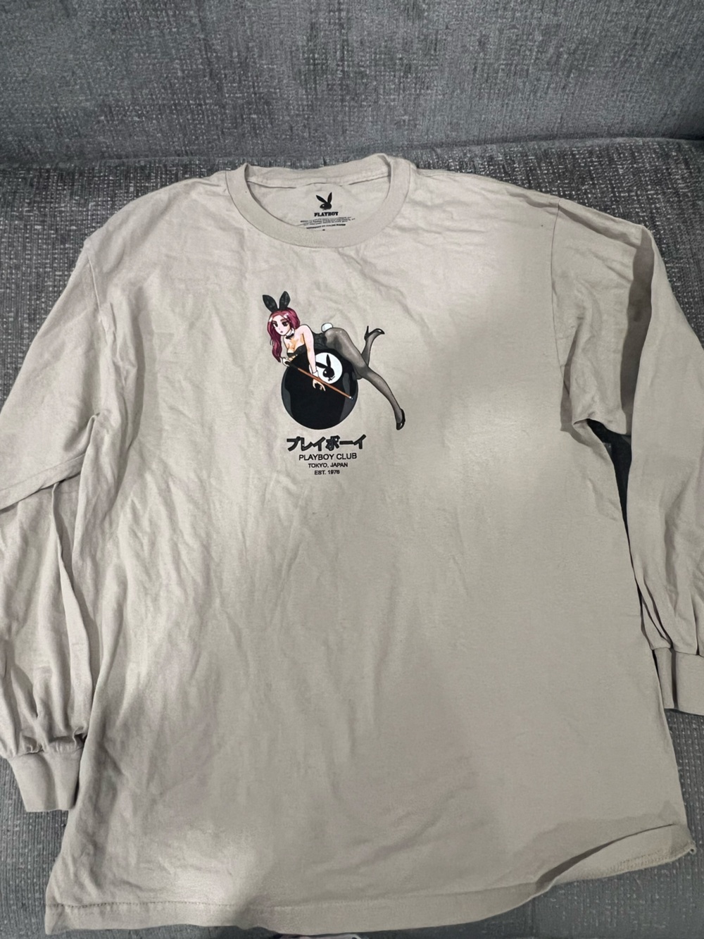 Color Bars x Playboy Club Tokyo "8 Ball" Long Sleeve Graphic Tee - Size Large